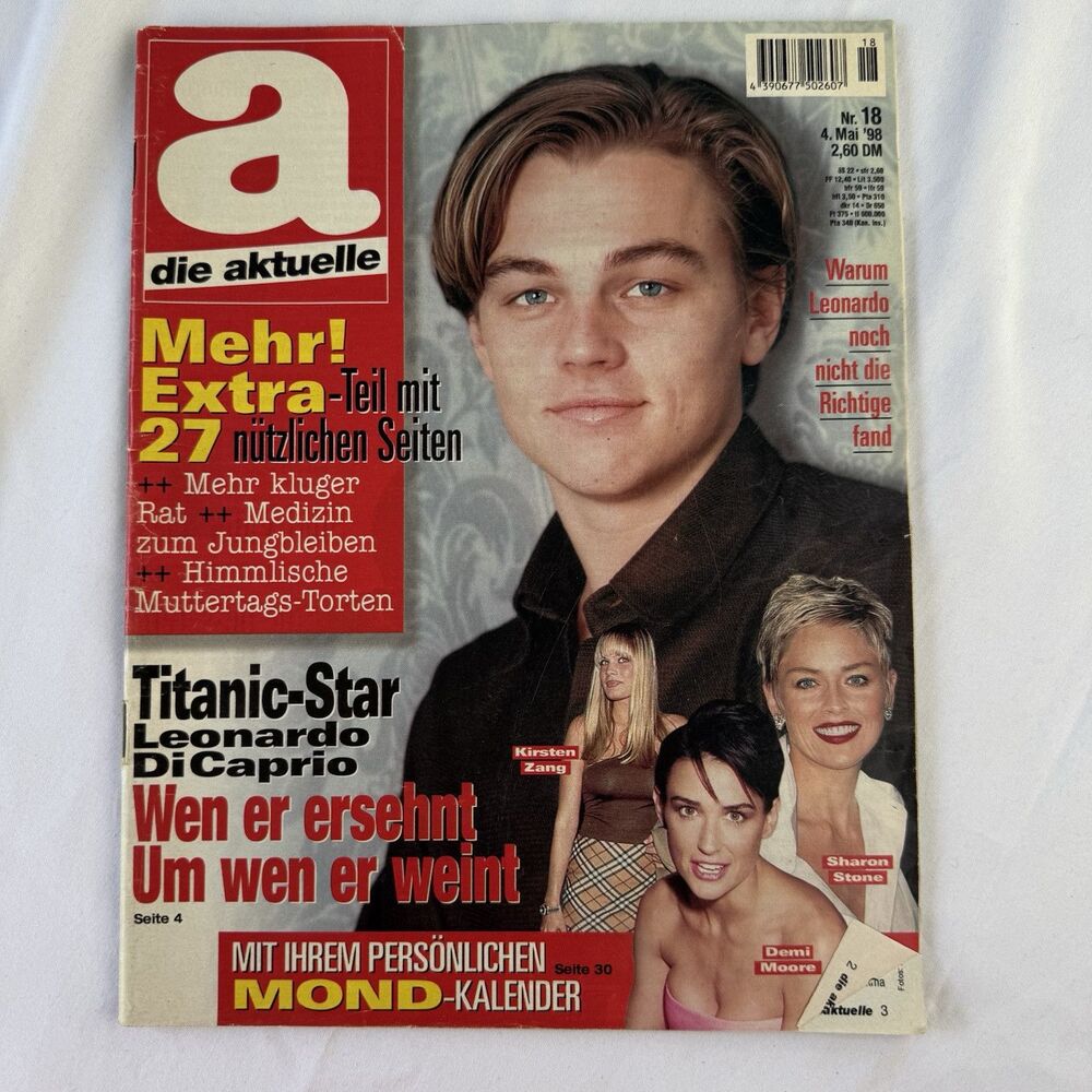 Leonardo Dicaprio Die Aktuelle 1998 German Magazine Demi Moore Sharon Stone Rare